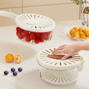 double layer fruit and vegetable storage box with lid a perfect tool for rinsing and draining water