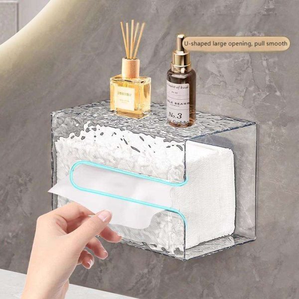 "glacier realm" transparent and traceless wall mounted tissue box
