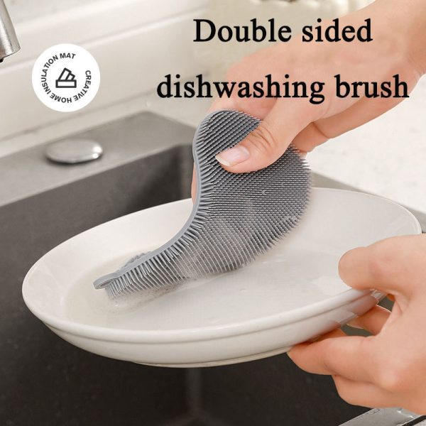 "double sided clean" thickened silicone multi functional dishwashing brush