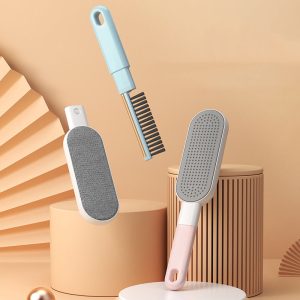 "four in one multi functional clothing cleaning brush with multiple brush heads that can be changed to macaron color.