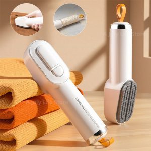 "white body orange lanyard oblique tear type" two in one portable lint remover