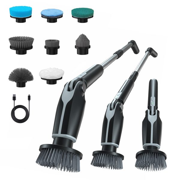 multi functional electric extendable long handled cleaning brush set