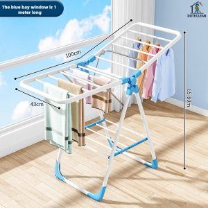 floor standing folding wing shaped household clothes drying pole