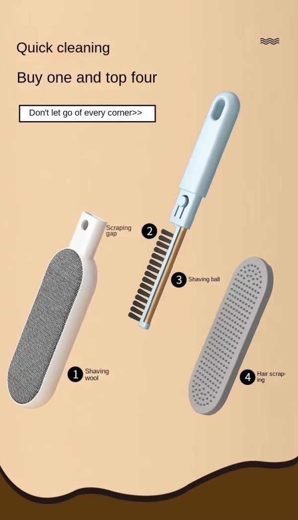 "four in one multi functional clothing cleaning brush with multiple brush heads that can be changed to macaron color.