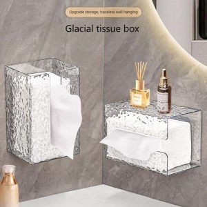 "glacier realm" transparent and traceless wall mounted tissue box