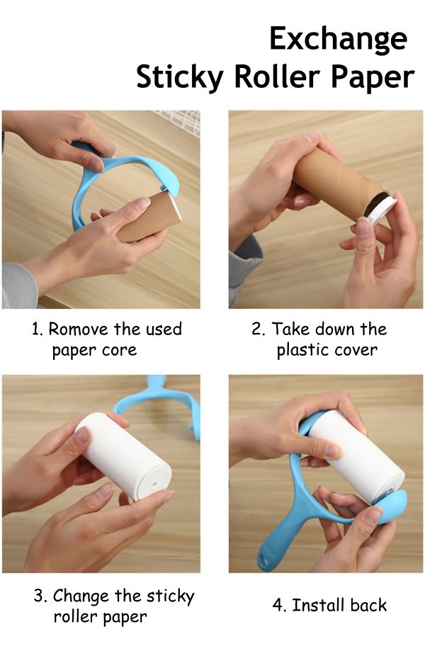 "soft grip sticky clean" u shaped handle detachable sticky dust removal drum