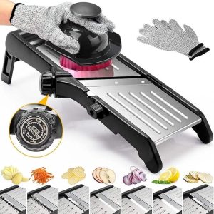 all purpose vegetable slicer, manual adjustment switch