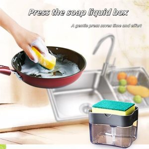 "press clean" sponge soap liquid all in one box