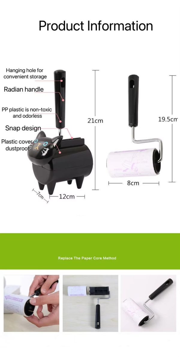 "creative cute cat shaped storage" reusable bristle roller