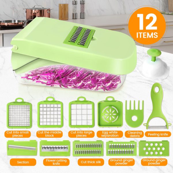 12 piece multi functional vegetable cutter, a household kitchen tool for slicing, dicing, slicing and grilling