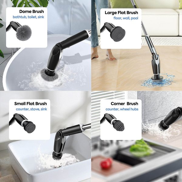 multi functional electric extendable long handled cleaning brush set