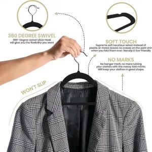 velvet coat hangers, space saving multi functional wardrobe hooks