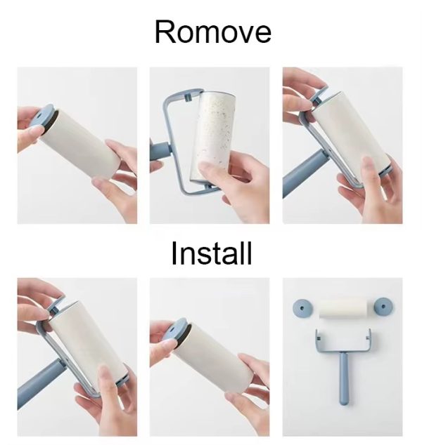 "slant tear and easy to change" long handled bristle roller