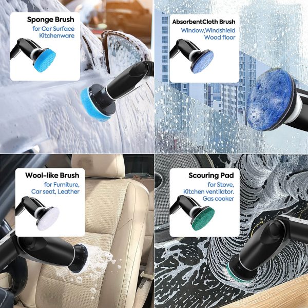 multi functional electric extendable long handled cleaning brush set