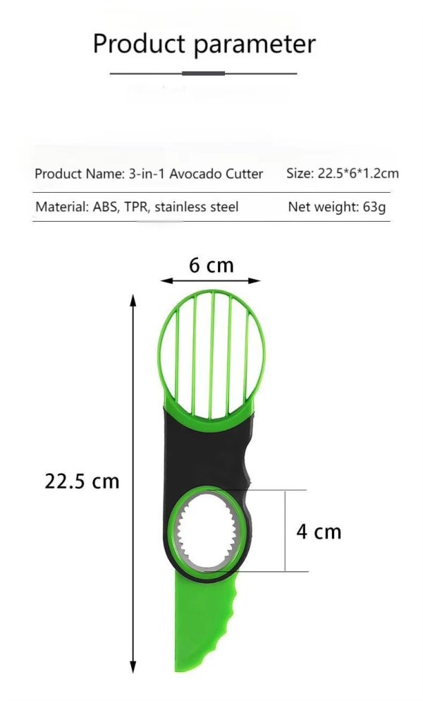 "avocado master" 3 in 1 fruit processing and cutting magic tool