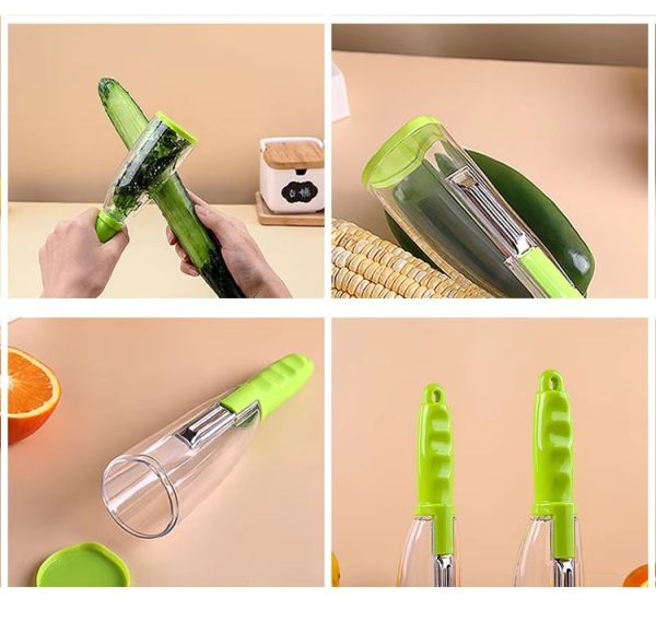 "vegetable peel storage treasure" multi functional peeler