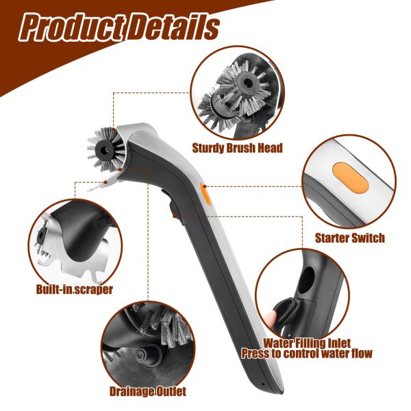 "electric multi brush head grill cleaning brush"