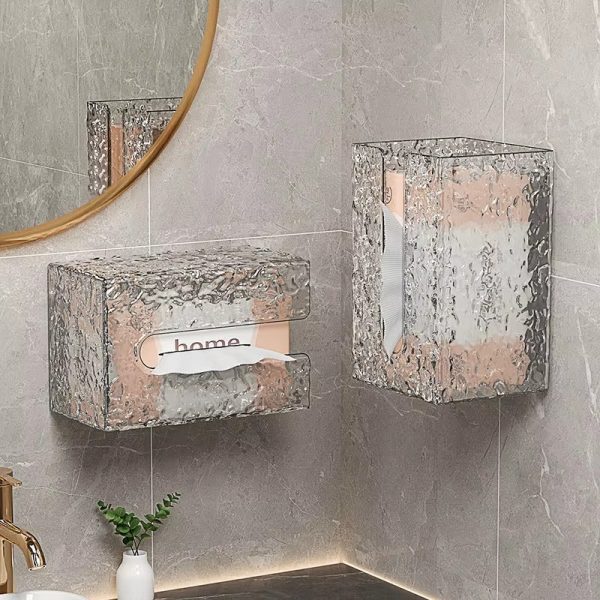 "glacier realm" transparent and traceless wall mounted tissue box
