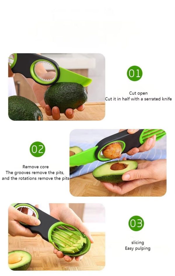 "avocado master" 3 in 1 fruit processing and cutting magic tool