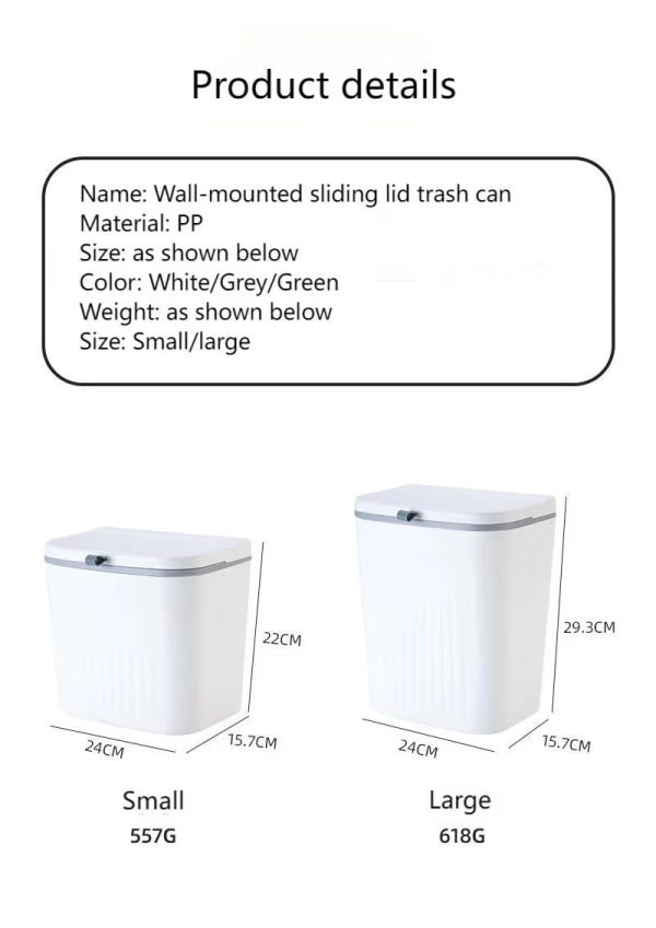 "kitchen clean wall treasure 9l trash can" wall mounted kitchen trash can