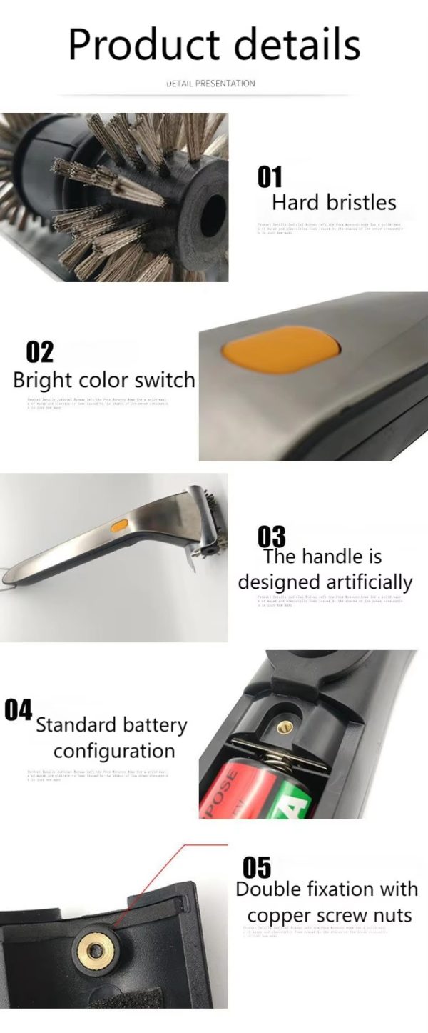 "electric multi brush head grill cleaning brush"