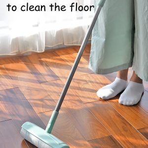 "long handled wide width floor bristle roller with base"