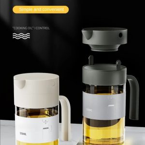 automatic opening and closing leak proof transparent glass oil pot