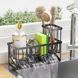 304 stainless steel kitchen sink with multi functional compartment storage basket