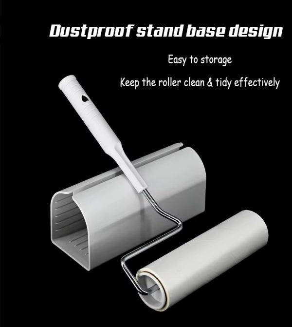 "u frame dust cleaner" is equipped with a dust proof base and a sticky roller