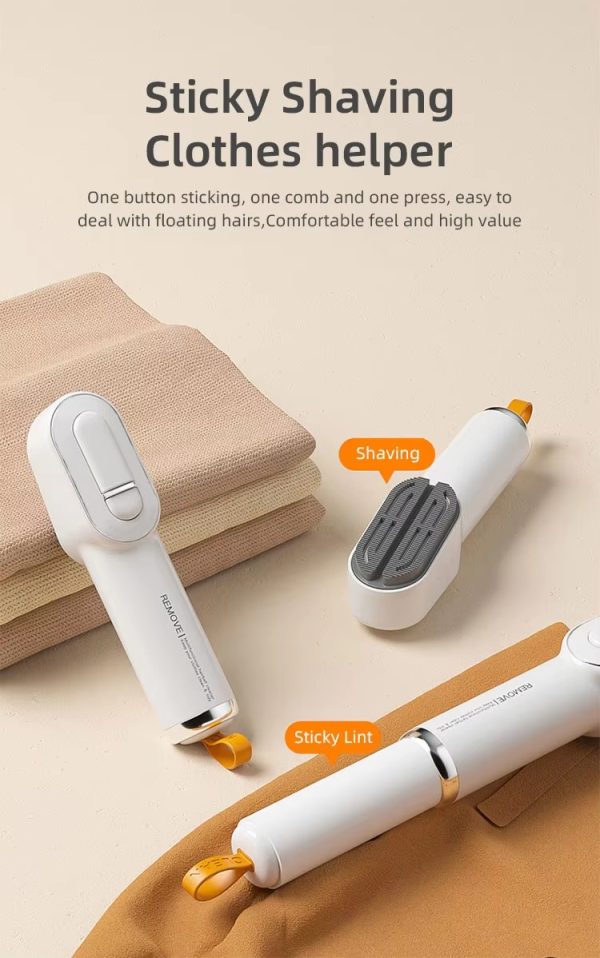 "white body orange lanyard oblique tear type" two in one portable lint remover