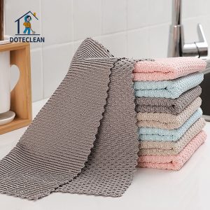 New "Multi-color rhombic pattern" microfiber multi-functional anti-grease cleaning cloth for household use