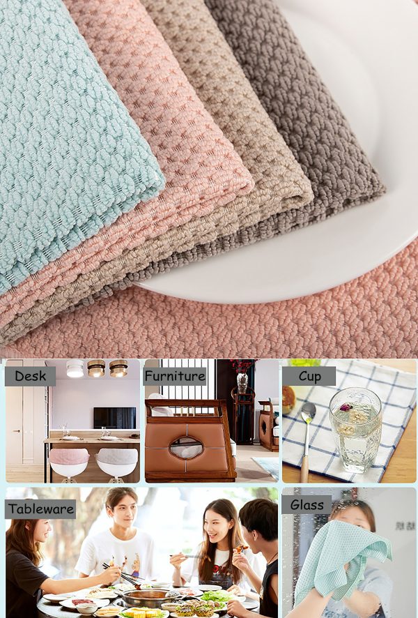 New "Multi-color rhombic pattern" microfiber multi-functional anti-grease cleaning cloth for household use - Image 7