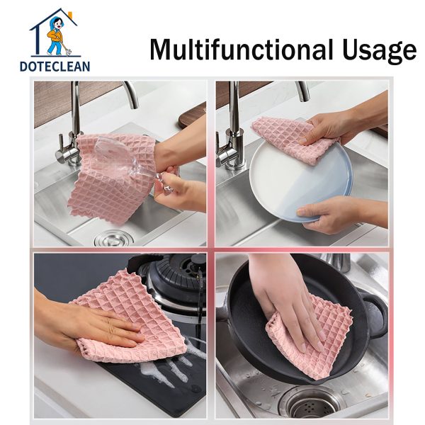 new "multi color rhombic pattern" microfiber multi functional anti grease cleaning cloth for household use