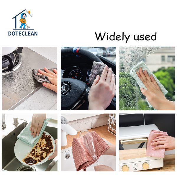 high quality microfiber fish scale glasses, kitchen dishcloths, grease resistant rags, household cleaning cloths